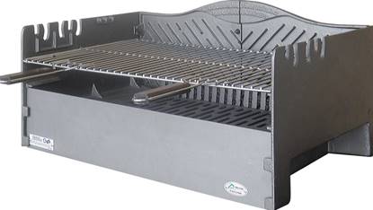 toekomst Kloppen China BBQ inbouwcassette: grill op houtvuur met verticale en horizontale grill