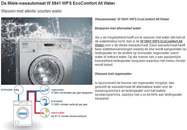 transactie groep rib Hotfil wasmachines met warmwater of regenwater en stadswateraansluiitng